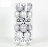 Cmyk® Solid Colored Shatterproof 24pk 2.4-inch (60mm) Christmas Balls Ornament in PVC (Silver)