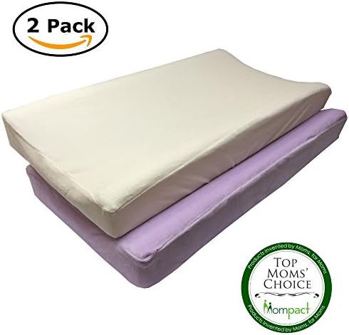 Changing Pad Cover Set, 2 pack Ultra Plush Cotton Blend Change Pad Covers for Girls and Boys, White &amp; Purple