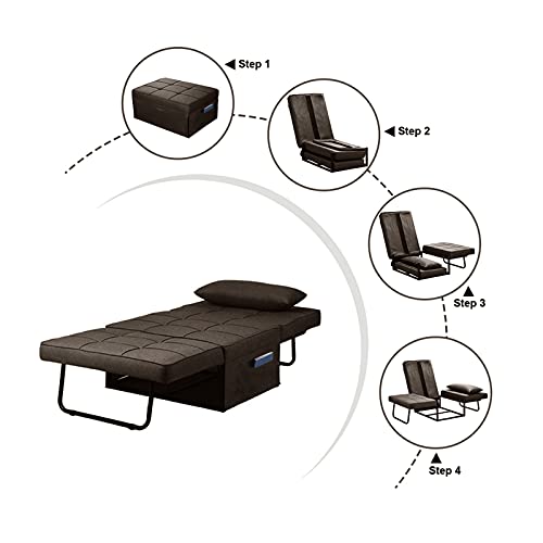 Ainfox Ottoman Sofa Bed, 4 in 1 MultiUse Folding Guest Bed Full Padded