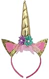Gold Unicorn Headband By Party Now, Birthday Decoration Headbands, Flowers Prop For Princess Fantasy Dress Up, Cosplay Horn, Halloween Animal Ears Costume, Unicorn Headband Adult