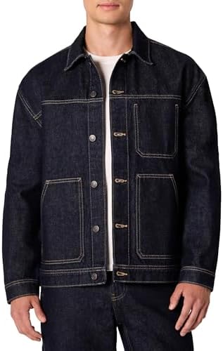 Akklian Mens Long Denim Trench Coat Classic Lapel Button Down