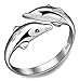 FB Silver Coating Double Dolphins Ring and Automatically Adjust Size Rings