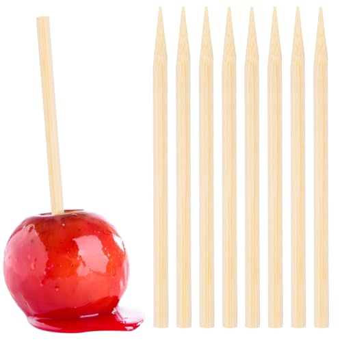 HANSGO 180PCS Candy Apple Skewers Sticks, Thickened Bamboo Sticks for Caramel Apple Semi-point Sticks Corn Dog Sticks Lollipop Sticks Sausage Meat Fruit Chocolate Fountain Skewers