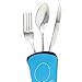 fibound Camping Cutlery Utensils Set of Military Grade Stainless Steel Fork, Spoon and Knife (Blue)