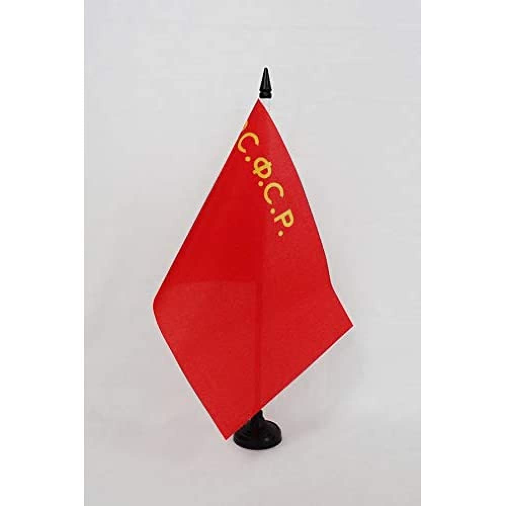 AZ FLAG Russian Soviet Federative Socialist Republic 1927-1937 Table Flag 5'' x 8'' - Soviet Russia RSFSR Desk Flag 21 x 14 cm - Black plastic stick and base