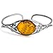 Ian and Valeri Co. Amber Sterling Silver Leaves Oval Cuff Bracelet