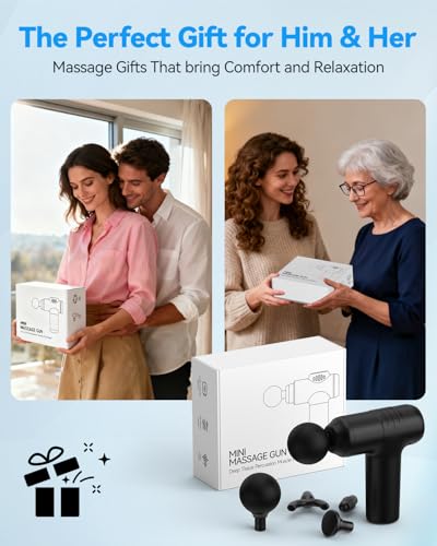 Mini Massage Gun, 30 Speed Handheld Muscle Massage Gun, Portable Massage Gun, Easy to Carry, Equipped with 4 Massage Heads, Unique Gift for Mother's Day, Ideal Gifts for Men Women (Black)