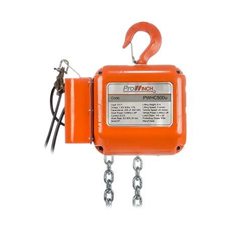 Prowinch 1/2 Ton Electric Chain Hoist Single Phase 1000 lbs Load Capacity 20ft Lift Height Hook Mount G80 Chain Single Chain Fall - Image 3