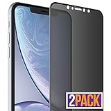 FlexGear Privacy Screen Protector for iPhone XR [Full Coverage] Tempered Glass (2-Pack)