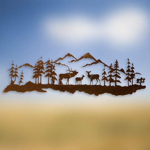 Decoration De La Maison Silhouette En Acier Corten D Un Paysage De Montagne A Accrocher Au Mur Amazon Fr Handmade