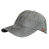 H-6BA3-51 Faux Suede Baseball Cap - Heather Grey