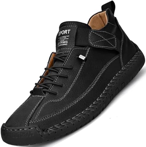 〽️Men\'s Black Alcubieree Leather Casual Comfortable Lightweight Loafers Amazon.com | alcubieree Mens Leather Casual Shoes  main image 2