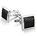 Jstyle Carbon Fiber Cufflinks for Men Shirt Unique Business Wedding White
