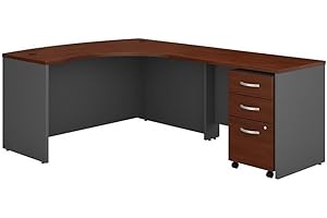 Bush Business Furniture Series C Right Handed L Shaped Desk with Mobile File Cabinet in Hansen Cherry, Corner Computer Table for Home or Professional Office
