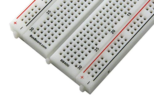 BB400 Solderless Plug-in BreadBoard, 400 tie-Points, 4 Power Rails, with Metal Backing Plate, 3.3 x 2.2 x 0.3in (84 x 55 x 9mm)