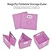 Magicfly Cloths Storage Bins with Label Holders, Set of 6 Collapsible Closet Bins with Dual Plastic Handle for Drawer Organizer, Bedroom, 12 inches, Pink