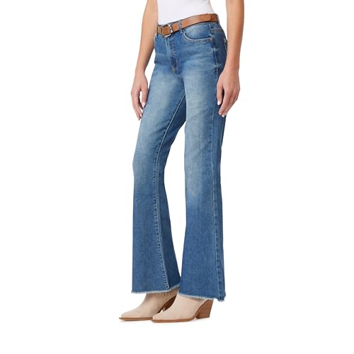WallFlower Fearless Curvy High-Rise Flared Jeans for Women, Belted Insta Vintag…