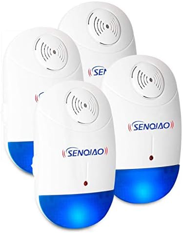 SENQIAO Ultrasonic Pest Repellent Electronic Insect Repellent,Pest Control with Night Light,Repellent for Bugs,Cockroach, Mosquitos, Fleas,Ants, Spiders, Mouse,Mice and More (Pack of 4)