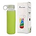 Bonison Summer Sale Novelty Durable Glass Water Bottle with Colorful Soft Silicone Sleeve (9 Ounce, Yellow)