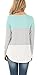 For G and PL Women Color Block Long Sleeve Stripe Knits T Shirts Casual Cotton Tunic Tops Green M