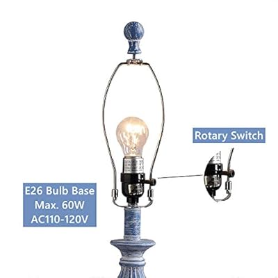 LOKHOM USB Table Lamp Set of 2, 26" Bedside Nightstand Lamp with Dual USB Ports, Antique Coastal Farmhouse Table Lamp for Bedroom Living Room Vintage Retro Rustic Resin Classic Blue Bedside Desk Lamps 41jHIkmuLiL