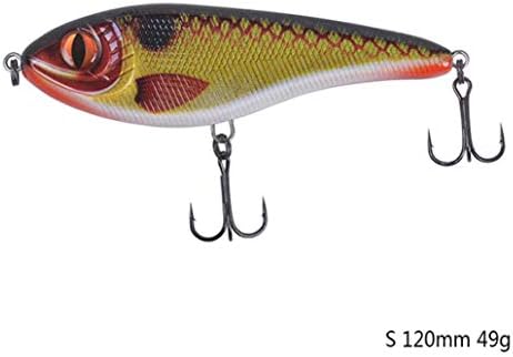 Donad Slow Sinking Hard Bait Muskie Pike Jerk bait Fishing Lure With Strengthen Treble Hooks 3D Fish Eyes 120mm 49g