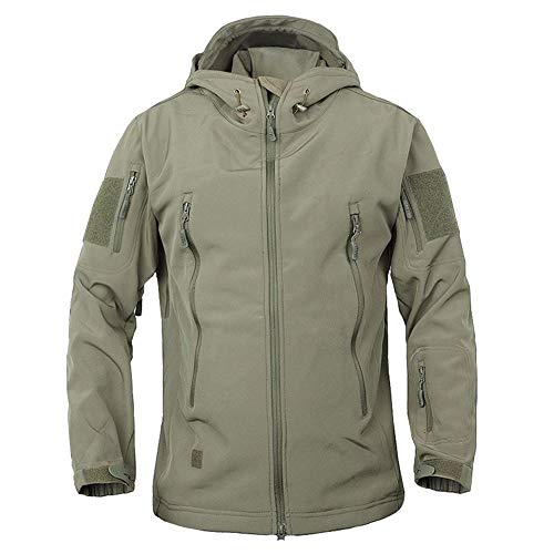 TACVASEN Men's Military Softshell Tactical Jacket Hooded Fleece Coat
