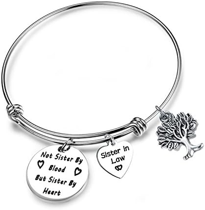 SEIRAA Sister in Law Bracelet Not Sister by Blood But Sister by Heart Bracelet Adjustable Bangle