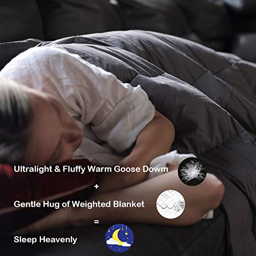 YnM Goose Down Filled Duvet Cover for Weighted Blankets (Dark Grey, 48