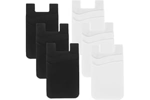 Luxshiny 6Pcs Silicone Phone Card Holders Stick on Wallet Adhesive Phone Credit Card Holder 3 Black 3 White