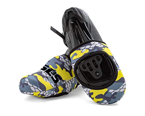 SLS3 Neoprene Cycling Shoe Covers | Shoe Warmers | Mountain Bike Shoe Covers | Windproof Waterproof (Yellow Camouflage, L/XL) - Thumbnail 3