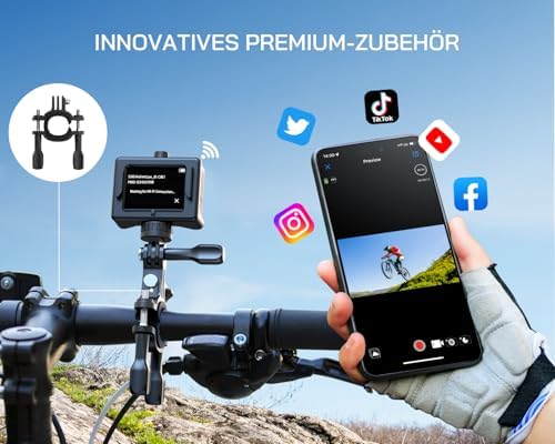 Action Cam,WiFi 4K 60 FPS Neue GA300 Actionkamera,8xZoom 24MP,Unterwasserkamera 40 Meter mi,Dual-Mikrofonen,170° Weitwinkel Verbesserter,EIS 2.4 G Fernbedienung,2 x 1350 mAh Akkus,Touchscreen
