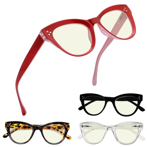 Eyekepper 4 Pack Oversized Blue Light Filter Glasses Women Cat Eye Computer Reading Glasses +2.00 at Amazon