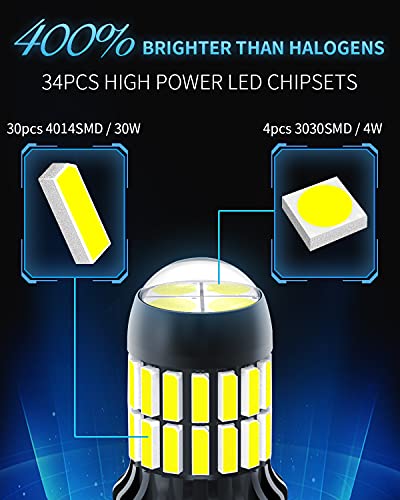 CBsana 921 922 579 912 LED Bulbs CANBUS Error Free T15 LED Back Up Light Bulbs 906 904 902 W16W Reverse Tail Lights 6000K Xenon White (Upgraded, Pack of 2)