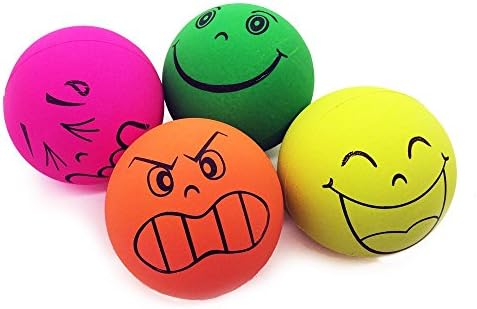4 Solid Rubber EMOTE Emoticon Bounce Balls Wall Ball