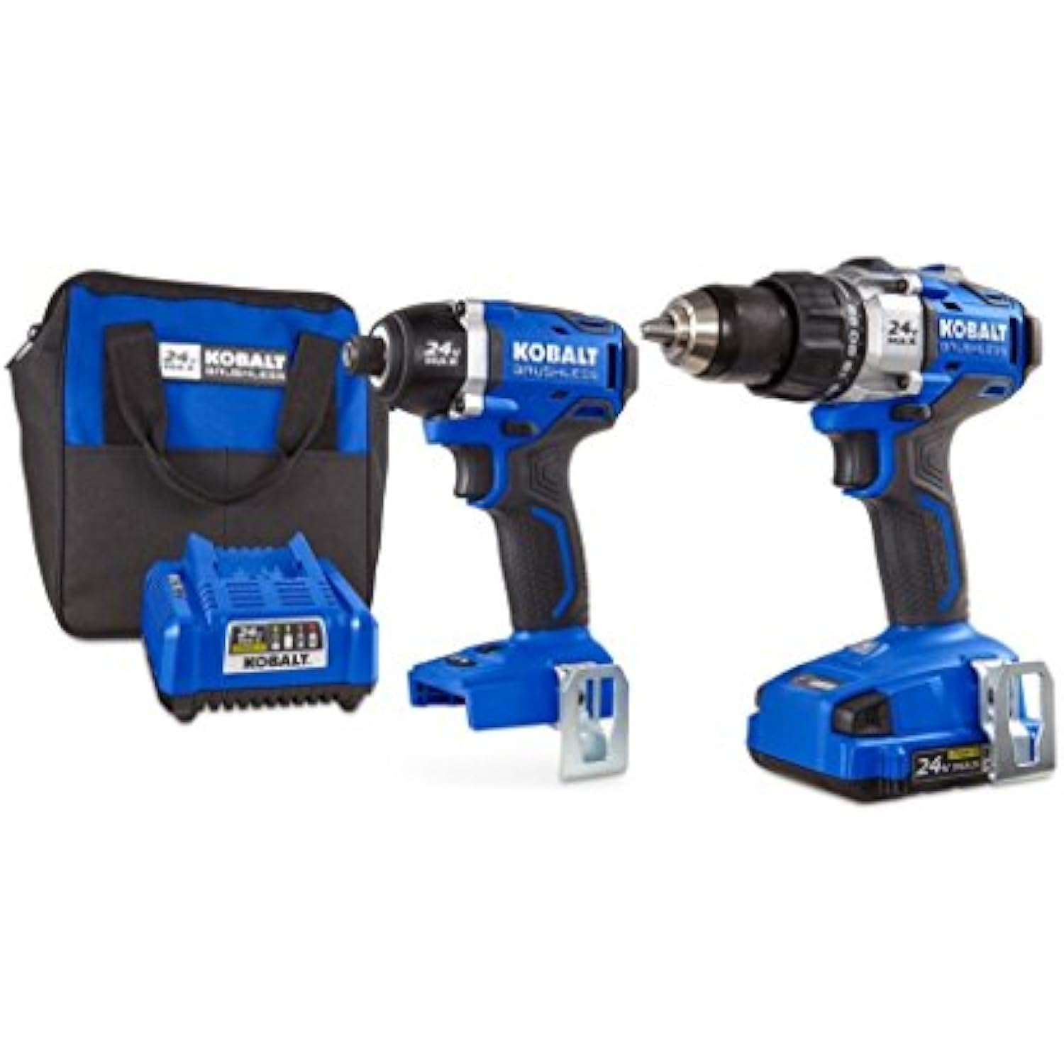 Kobalt 2Tool 24V Drill Impact Driver Kit with Case Max Brushless 4.0