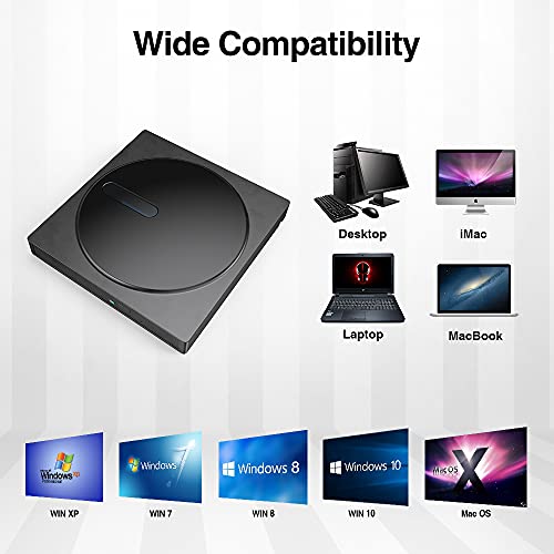 VersionTECH. External CD DVD Drive, USB 3.0 Type C UltraSlim