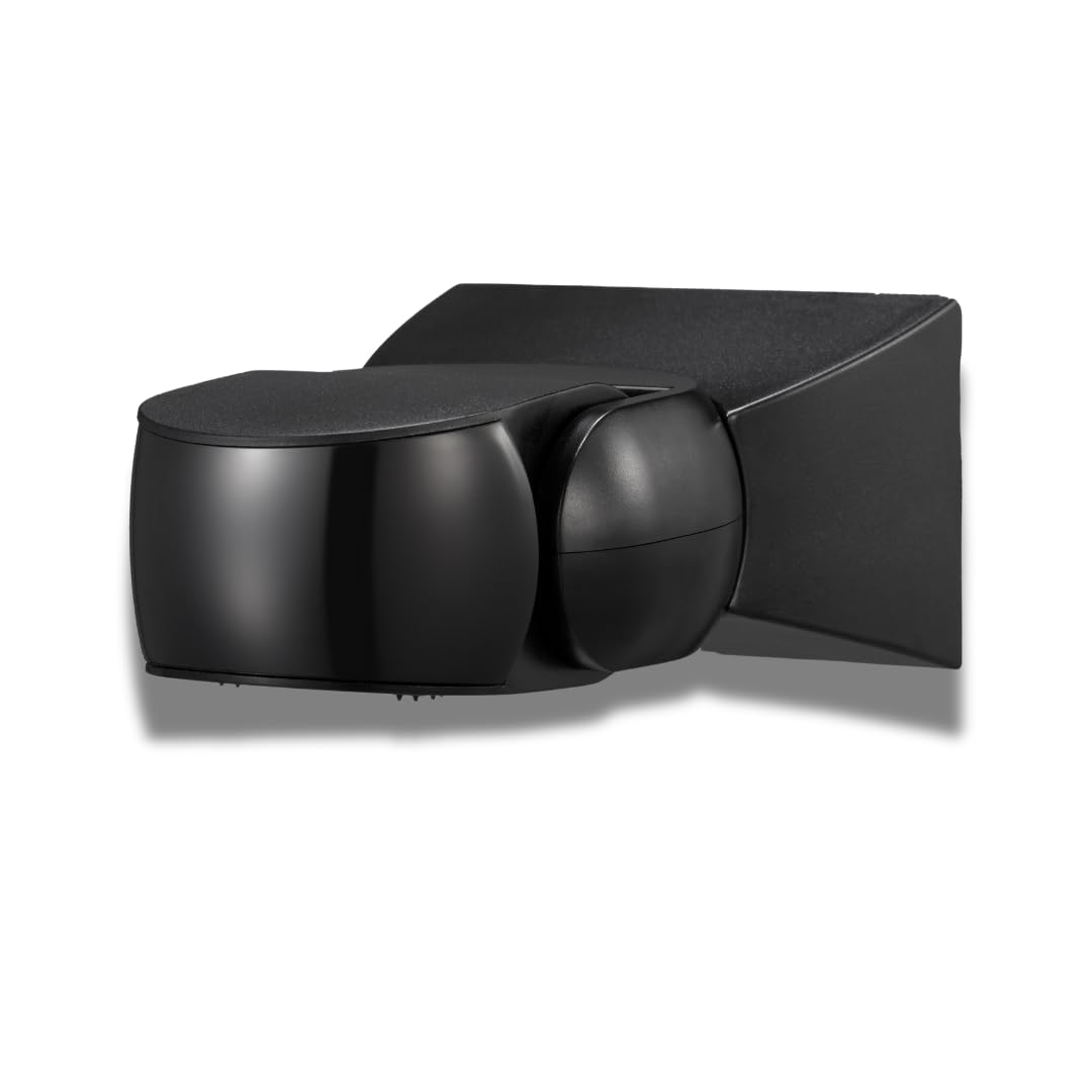 Evoges EvoSense Black PIR Motion Sensor, IP65 Outdoor use, 180° Degree 12m motion detection range, 300W LED compatible, Up and down swivel adjustment, Surface wall mounted