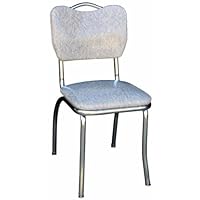 Richardson Seating Handle Back Chrome Diner Chair with 1" Pulled Seat, Cracked Ice Gray