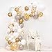 Balloon Garland Arch Kit, Balloons Garland Set Gold White Balloons Confetti Artificial Palm Wedding Shower Birthday Party Halloween Decorations DIY Decor Pack of 139