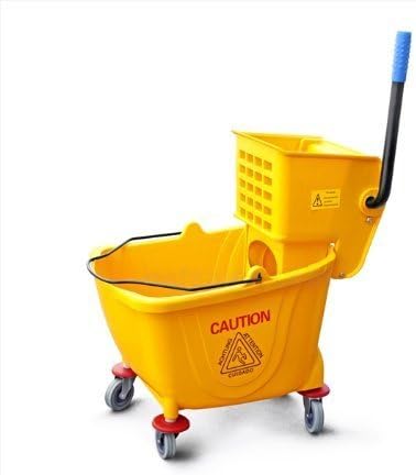 FoodService Essentials MBK-9 9-Gallon Wringer Mop Bucket with Casters, Yellow