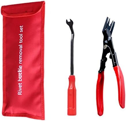 Anweer Clip Plier Set &amp; Fastener Remover,2 Pcs Red The Most Essential Auto Upholstery Combo Repair Kit with Storage Bag for Car Door Panel Dashboard