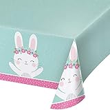 Creative Converting Party Supplies, Bunny Party Plastic Tablecloth, Tablecover, Multicolor, 108X54In