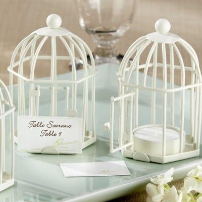Spring Song" Birdcage Tealight/Place Card Holder by Exclusively Weddings