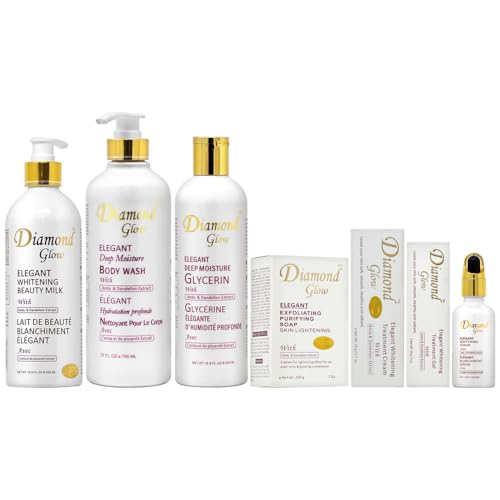 Diamond Glow Lotion 16.8oz + Body Wash 27oz + Glycerin 16.8oz + Soap 7oz + Cream 1.7oz + Gel 1oz +Serum 1.66oz