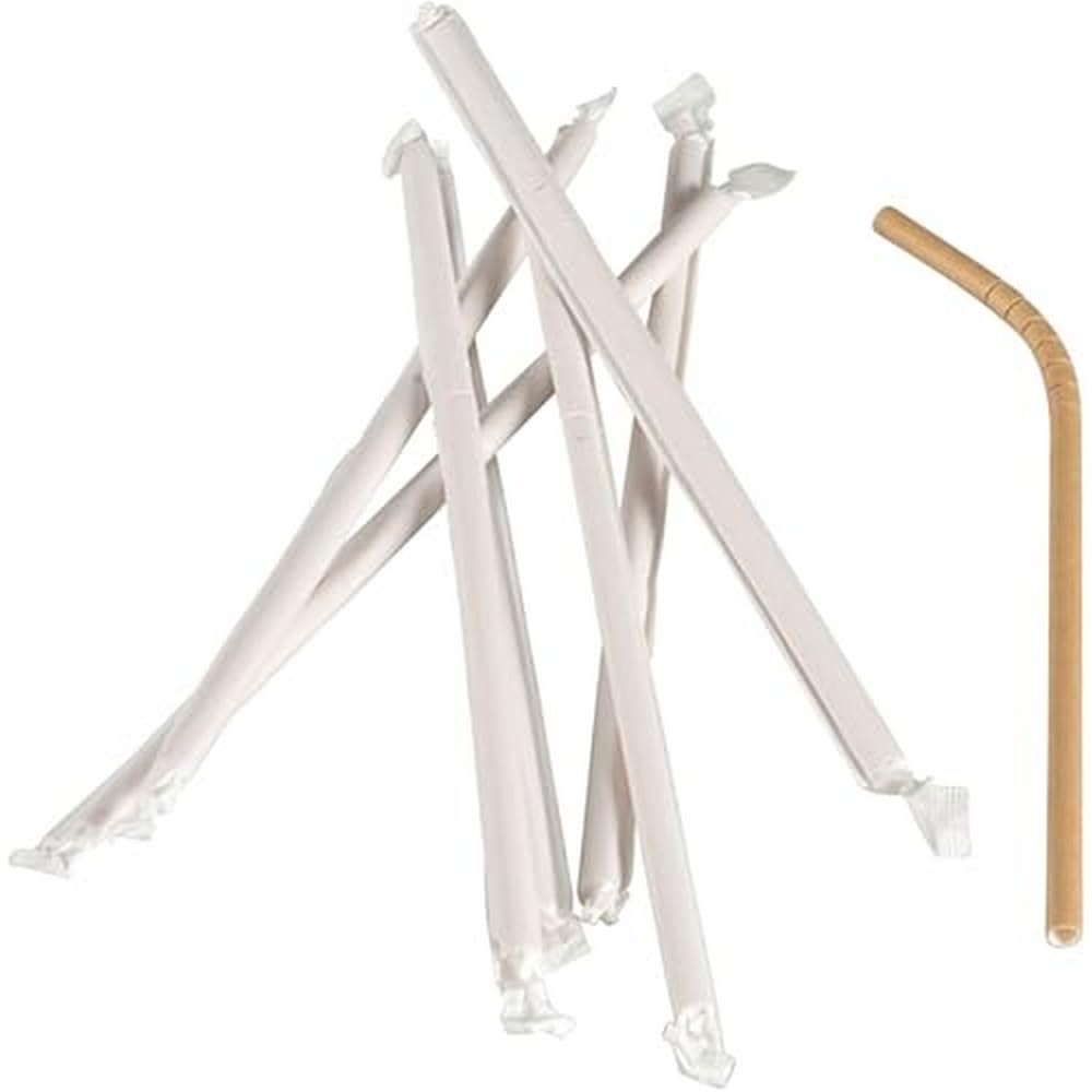 ABENA Individually Wrapped Paper Straws With Bend | Pack Of 250 Drinking Straws | 24cm Paper Straws Drinking That Can Be Used As Smoothie Straws, Milkshake Straws, Cocktail Straws & More.