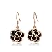 Women's Rose Gold Earrings Jewelry Stud Dangle Ear-Rings Black Roses