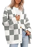 LILLUSORY Women's Checkered Cashmere Fall Cardigan