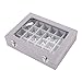 RISINGSUN 24 Grids PU Velvet Leather Earrings Tray Display Storage Box Studs Rings Jewelry Holder Necklace Bracelet Organizer Grass Showcase Case Stand Large Capacity for Travel Birthday Gifts（Grey）