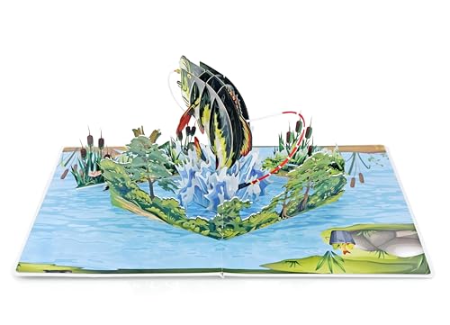 CUTPOPUP Bass Fishing - 3D Birthday Card, Father's Day Card, Gift Card, Birthday Greeting Card (Bass Fishing) US8-SD197ES